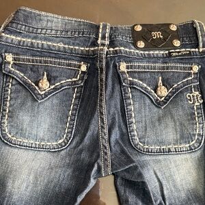 Miss Me Blue Boot Cut Jeans with Embellished Back Pockets